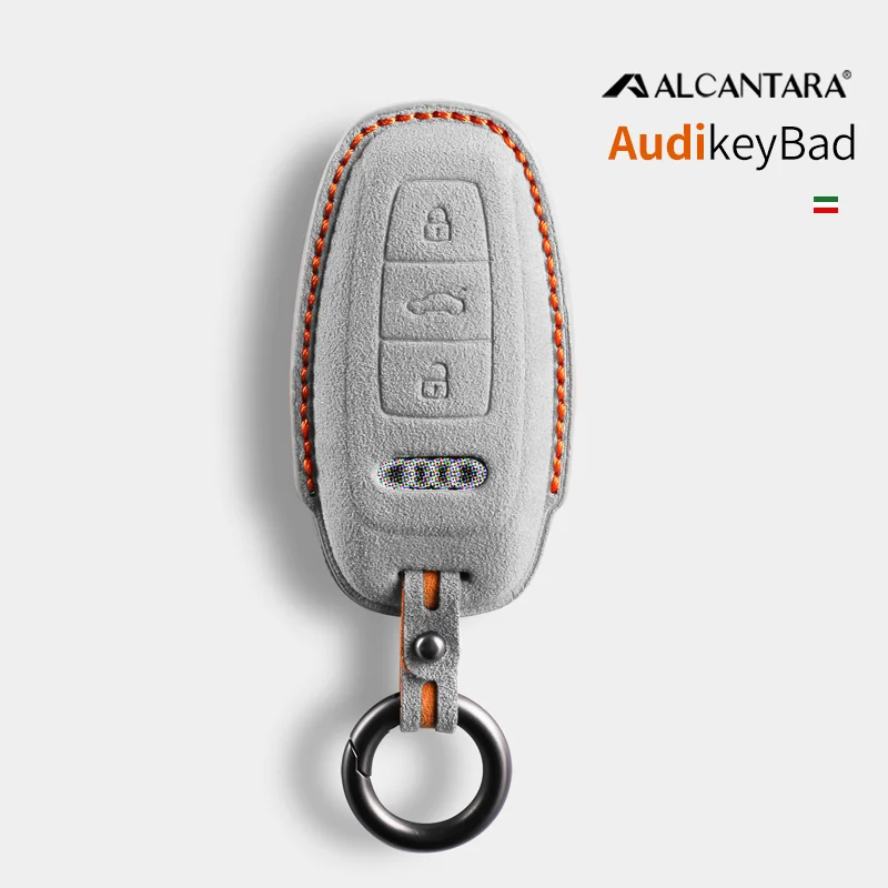 Alcantara Car Remote Key Case Cover Fob Shell For Audi Q8 RSQ8 A6 C8 S6 RS6 A7 S7 RS7 A3 8Y A8 D5 4N RS E-tron GT Q4 Q7 4M