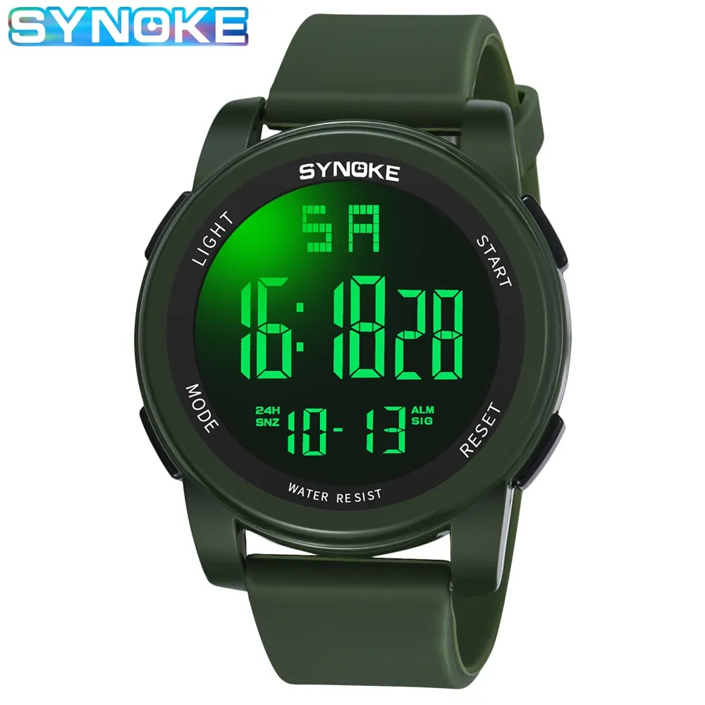 Synoke Männer Outdoor Sport multifunktion ale wasserdichte 5bar stoß feste Großbild anzeige leuchtend digital für Herrenmode 4