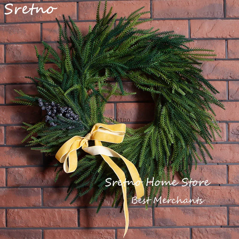 

SRETNO Christmas Wreath Door Hanging Artificial Plants Wreaths Cotton Red Fruit Small Bell Christmas Decorations wianek na drzwi
