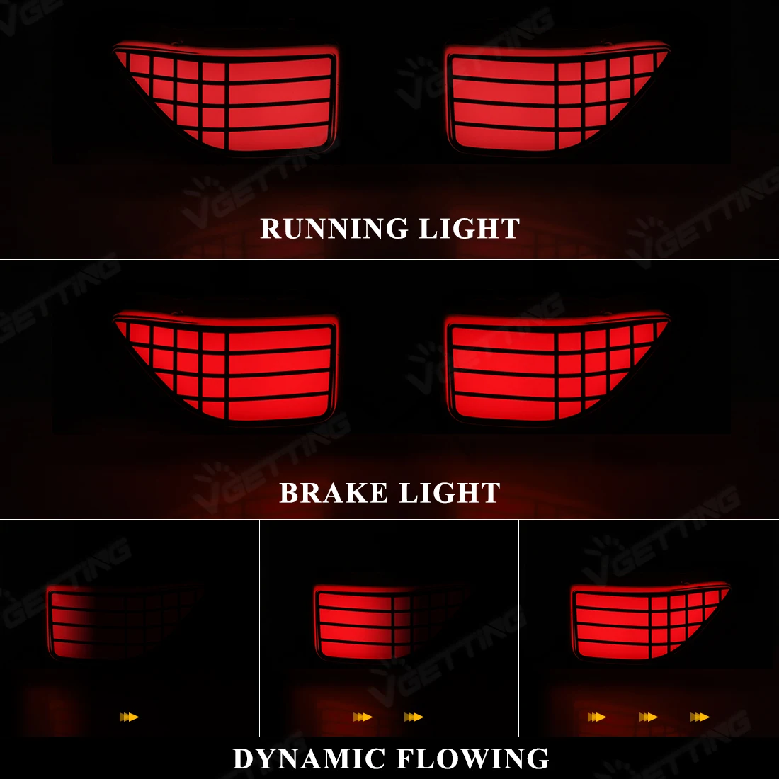 1 Pair Rear Bumper Lights For Toyota RAV4 2005 2006 2007 2008 2009 2010 2011 2012 LED Dynamic Turn Signal Lamp Brake Reflector