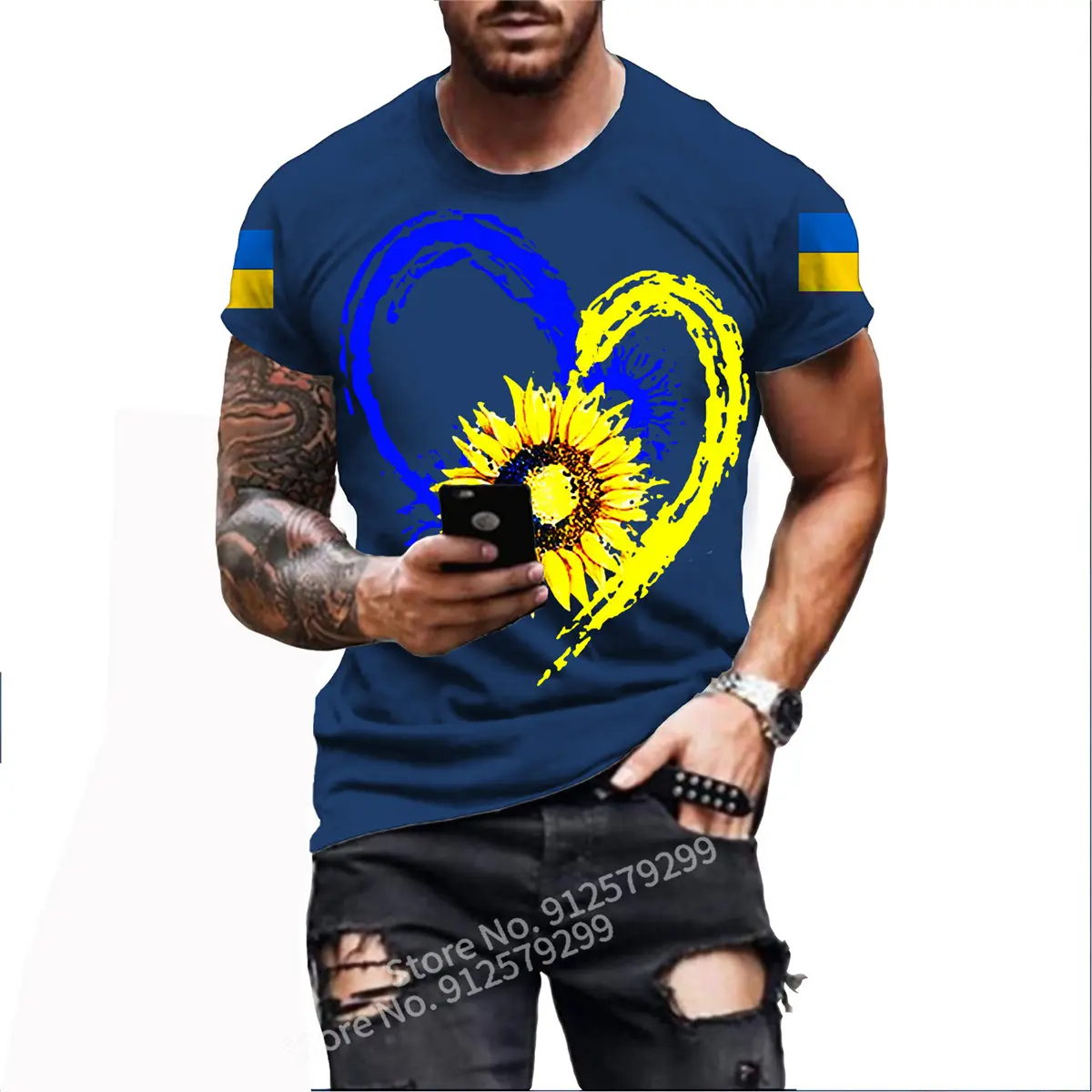 Cool Ukraine Flag Sunflower T-shirts Letter Ukrain Print Tee Shirt Men/women Summer Tshirt Oversized Clothes