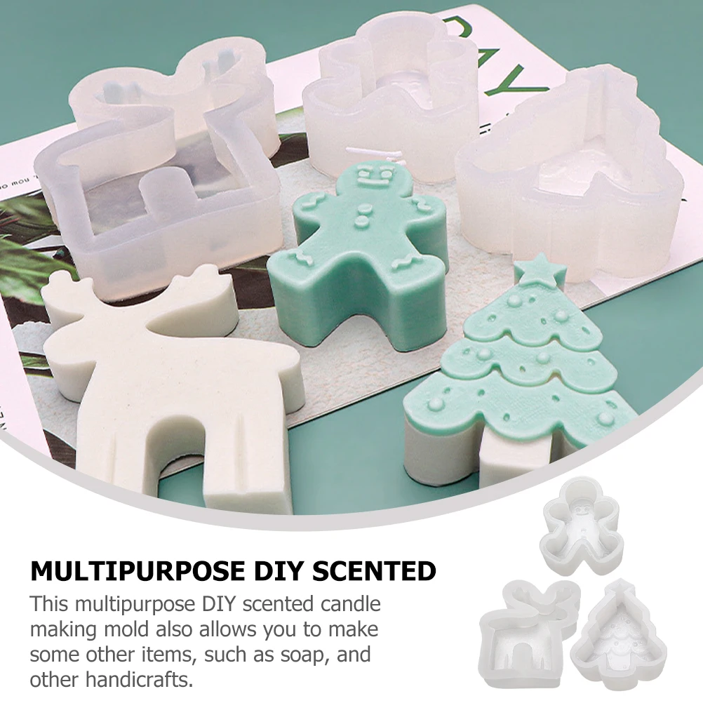 

3pcs Christmas Silicone Mold Non-Stick Soap Mould For Diy Aromatherapy Scented Candles Wax Crafts Reusable Molds Kit Xmas