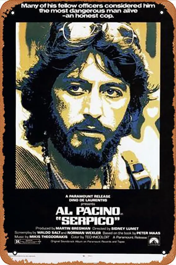 Metal Tin Sign   - Serpico, Al Pacino, 1973 - Poster Metal Plaque Cafe, Bar, Home Wall Decor