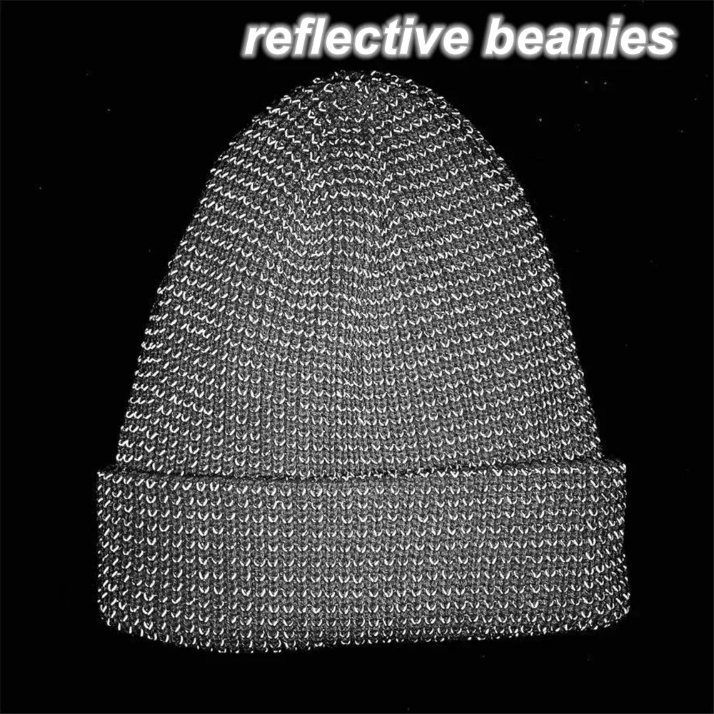 TOHUIYAN Men Women Reflective Knitted Hat Autumn Winter Gorro Beanies Hats Outdoor Windproof Thicken Warmer Bonnet Skull Caps