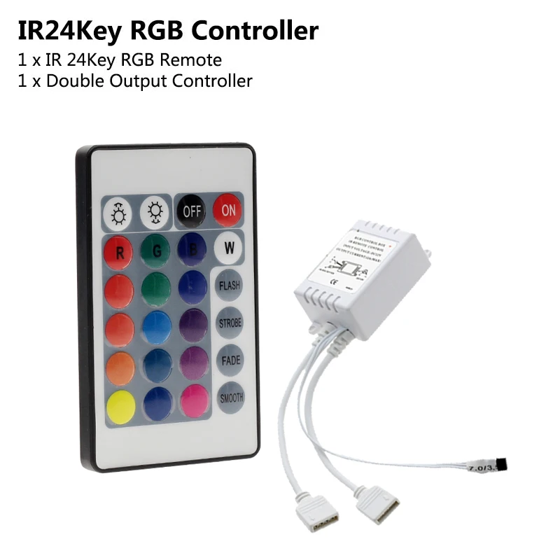 Led Controller 44 Keys LED IR RGB Controler box 1 to 2 Controller IR Remote Dimmer DC12V For RGB 3528 5050 LED Strip Lights