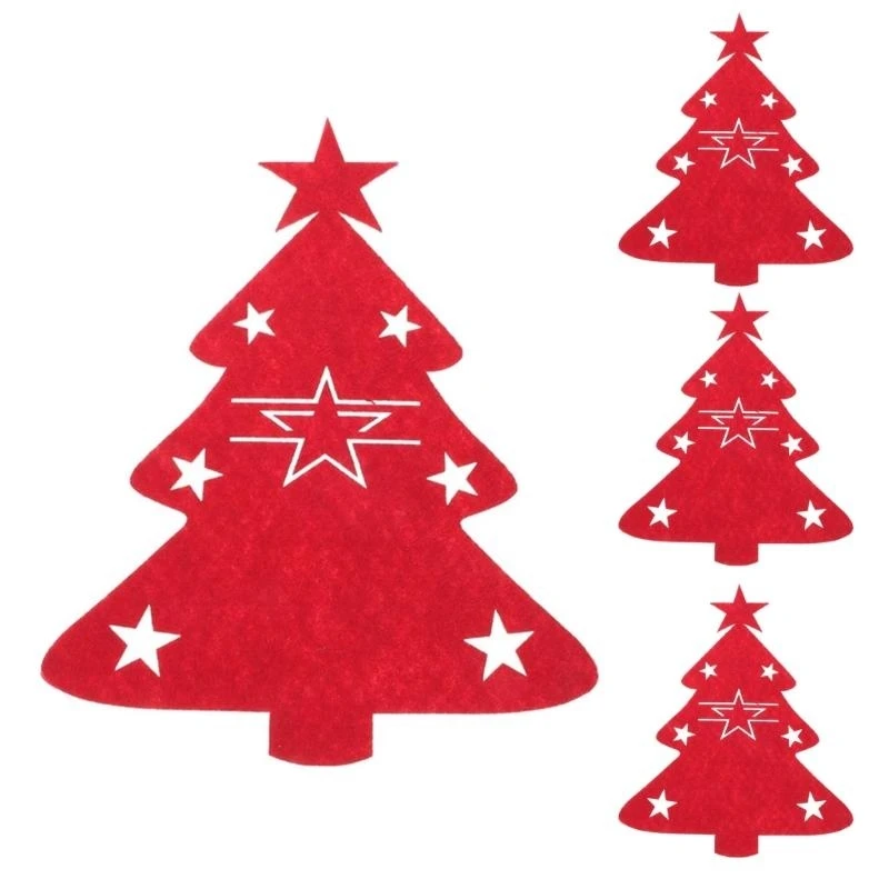 4pcs Christmas Cutlery Holder Bags Christmas Tree Spoon Holder Pocket Knife Fork Bags Tableware Organizers Table high quality view 2