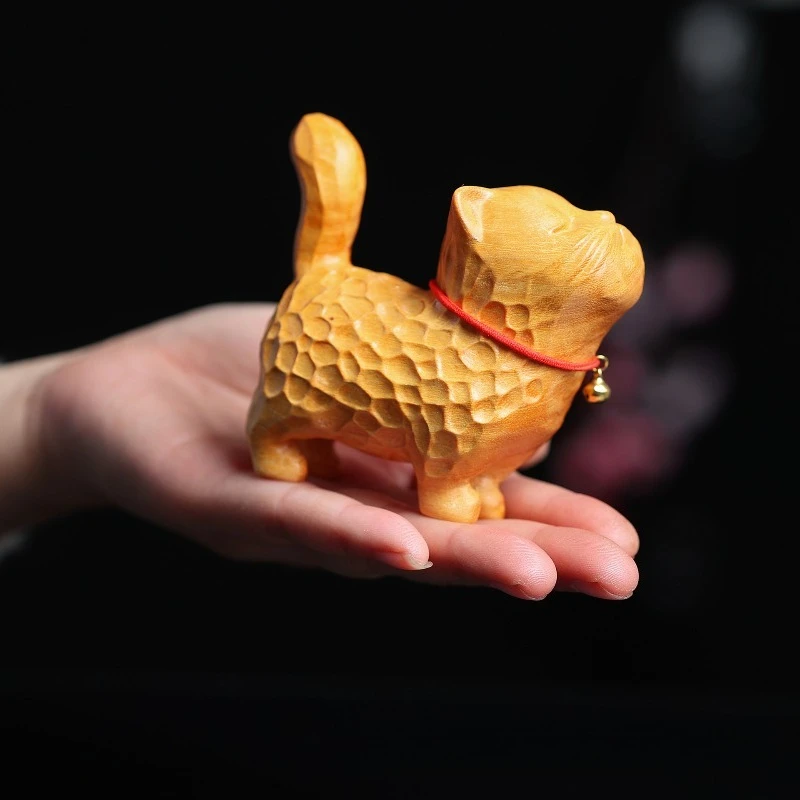 Golden Sandalwood Proud Cat Solid Wood Cat Cartoon Cute Gift Relatives Wood Carving Cat Internet Celebrity Cat