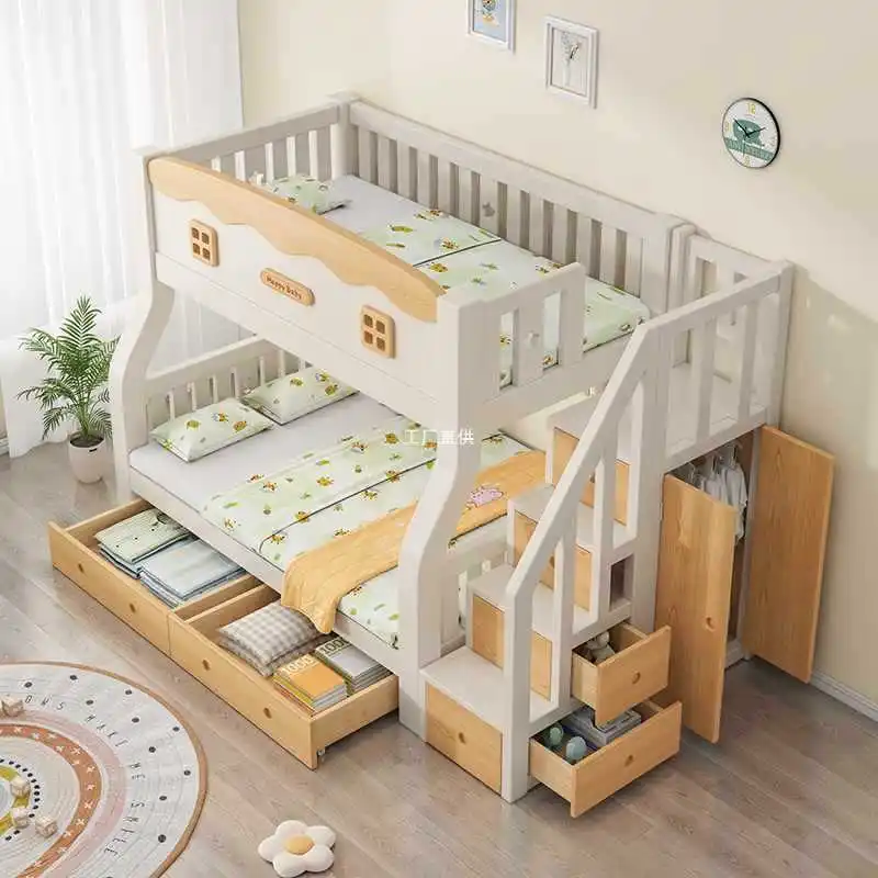 Full solid wood upper and lower beds Upper and lower bunk beds Mother and child beds