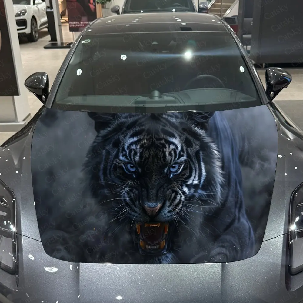 다크 렐름 블랙 타이거 자동차 비닐 랩, PVC 소재 방수 자동차 후드 스티커, 자가 접착 스크래치 방지 스티커