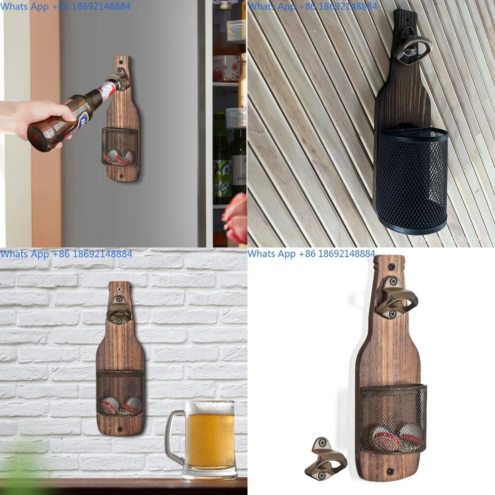 

Wall Mounted Bottle Opener for Kitchen Bar Decor with Cap Collector