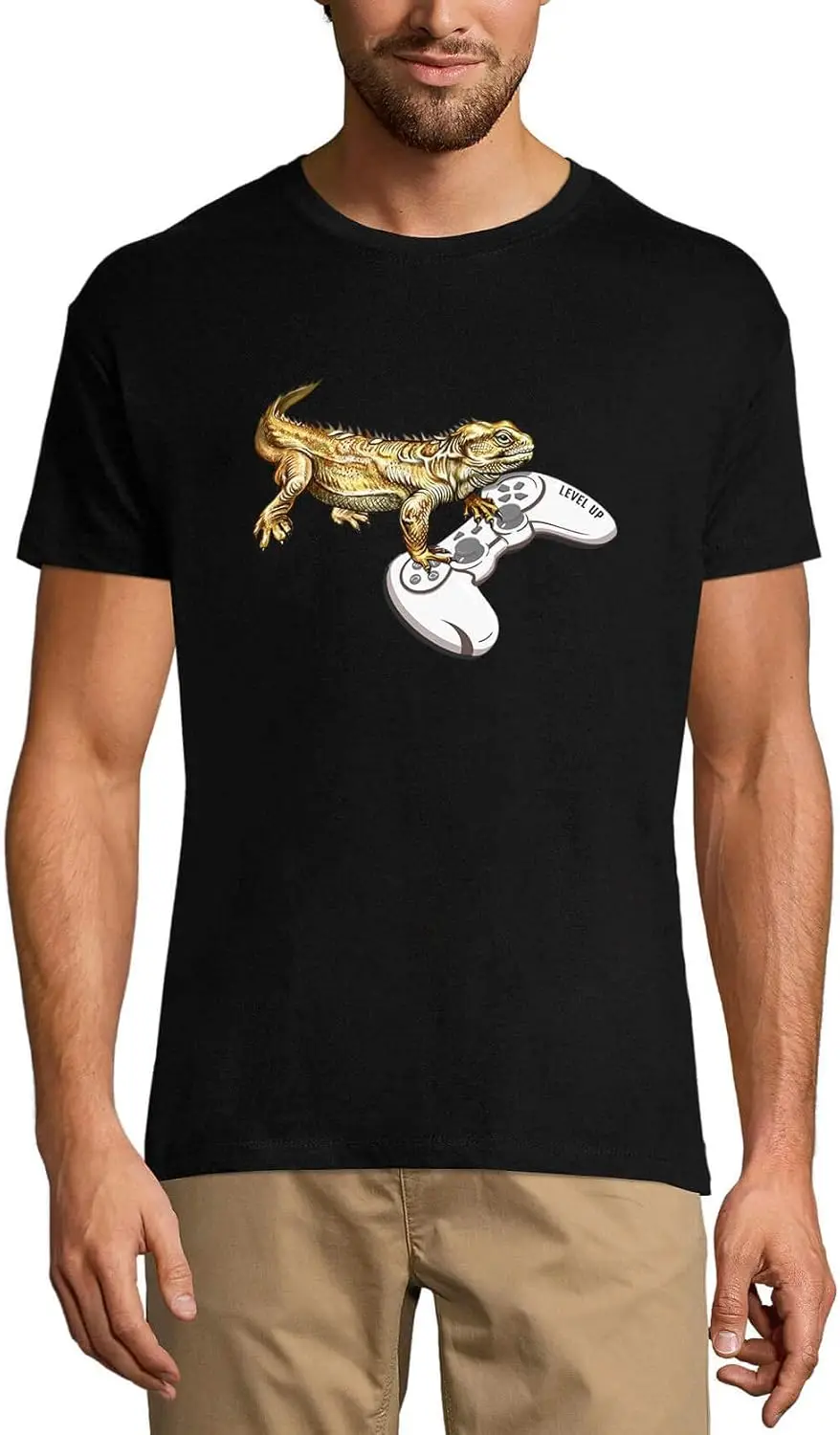 

Men's Graphic T-Shirt Lizard on Gamepad Game Controller Gaming Apparel - Humor Joke Eco-Friendly Limited