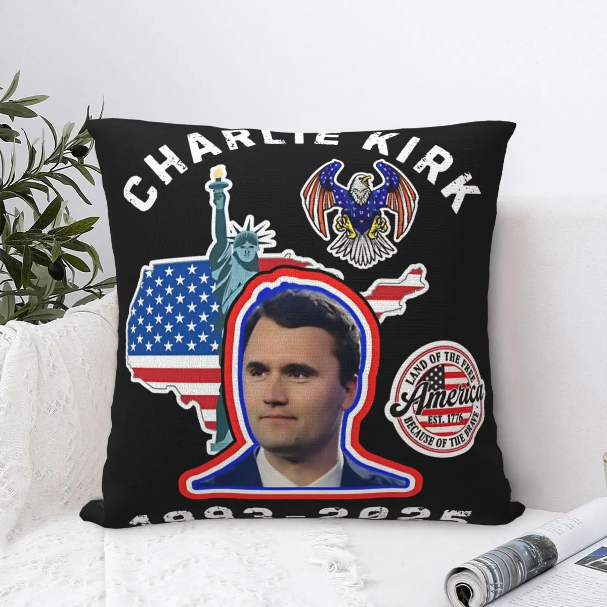 Rest In Peace Charlie Kirk Printed Pillowcases Cushion Cover Throw Pillow Cover  Living Room Decor Zippered Multiple Sizes