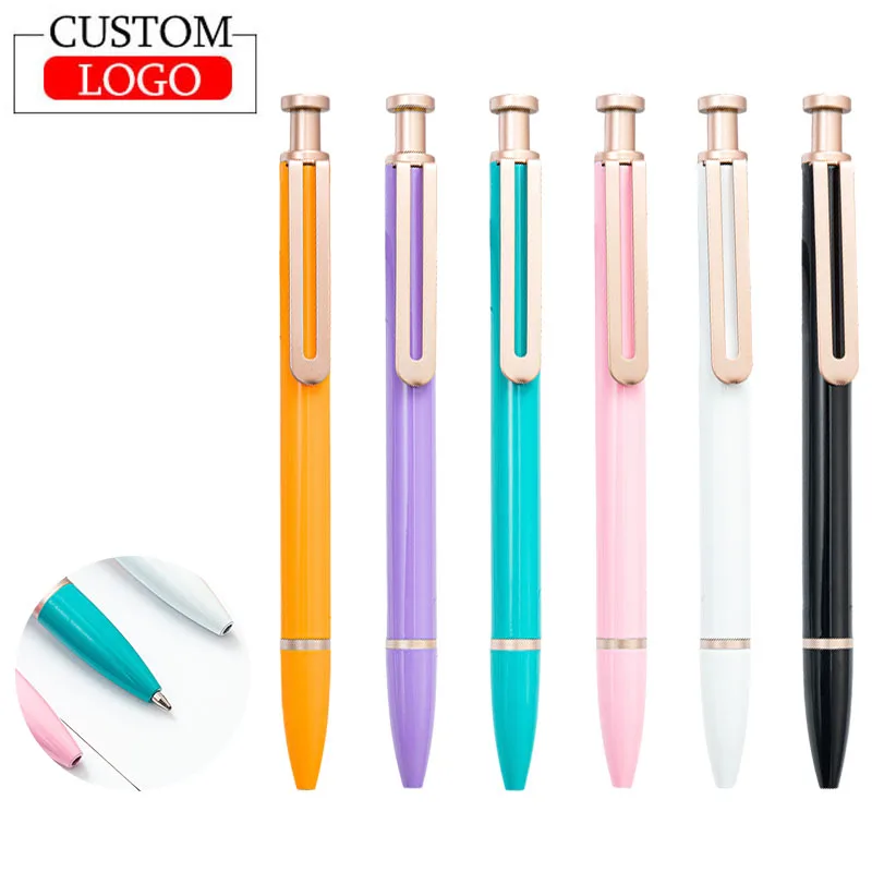 

10pcs LOGO Metal Press Ballpoint Pen Student Office Multicolor Ballpoint Pen Can Print Logo Advertising Ballpoint Pens.