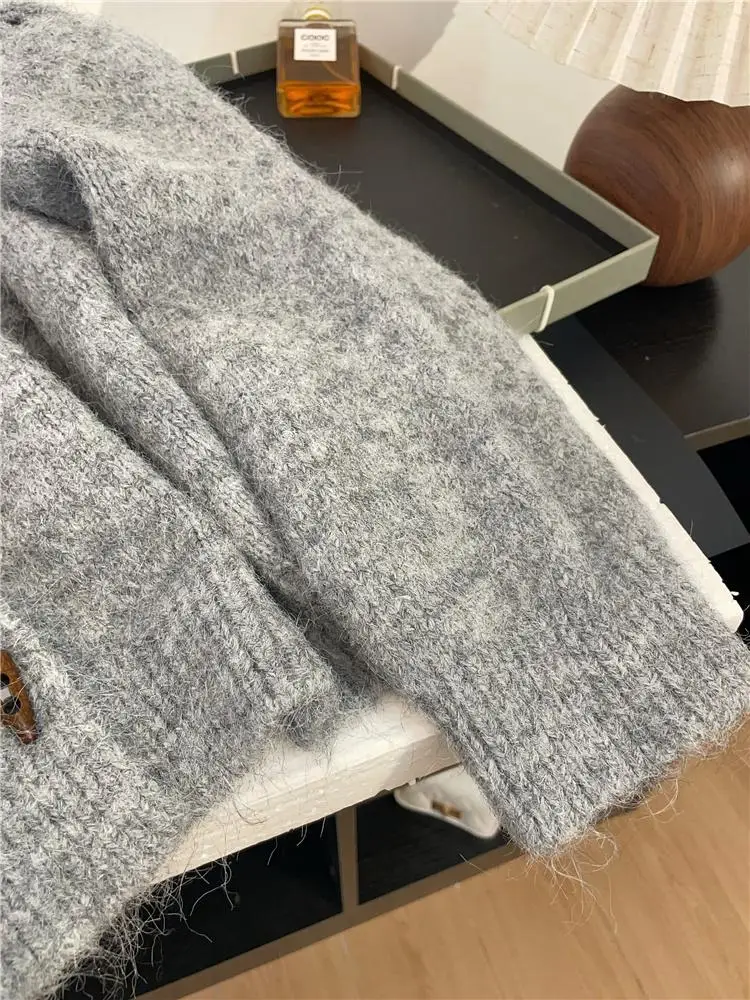 يا لينة مريحة المرأة محبوك سترة معطف فضفاض مطرز كسول Sle الخريف الشتاء جديد وصول زر حتى سترة أعلى #4