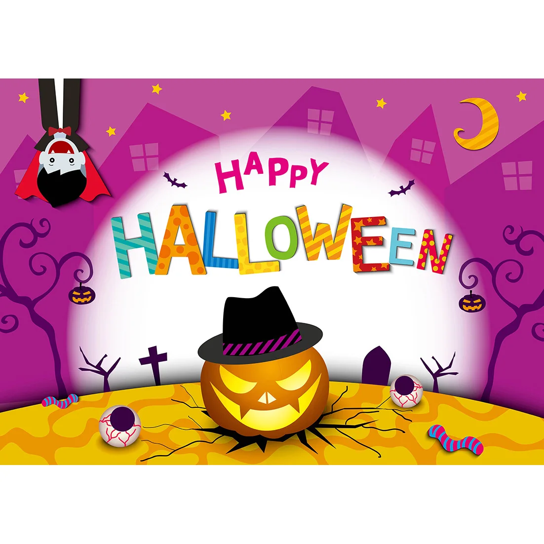 Halloween Cartoon Kinder Grab Kürbis Mond Alte Burg Szene Kleid Up Studio Geeignet für Kinder Erwachsene Fotografie