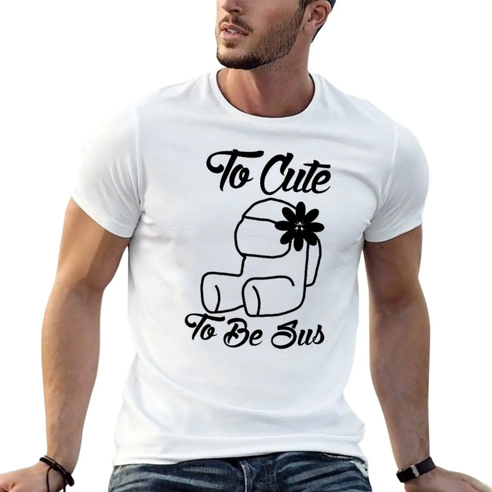 Too cute to be Sus T-shirt anime clothes cute tops mens graphic t-shirts anime