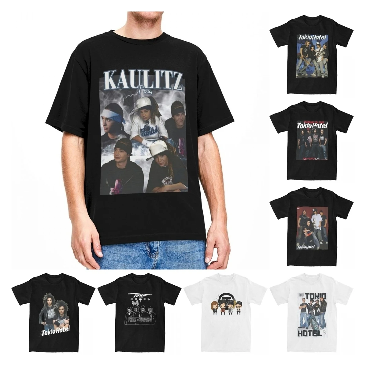 Novelty Tokio Hotel Tom Kaulitz T-Shirts for Men Women O Neck Pure Cotton Music Band Short Sleeve Tees New Arrival Clothes