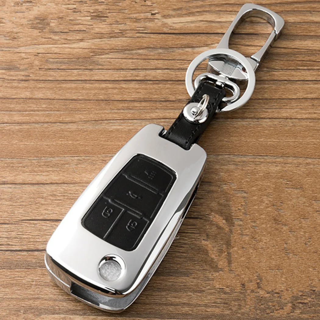 WFMJ 4 Buttons Leather Flip Smart Key Case Fob Cover for Chevrolet Chevy GMC Buick Encore Terrain Malibu Camaro Equinox