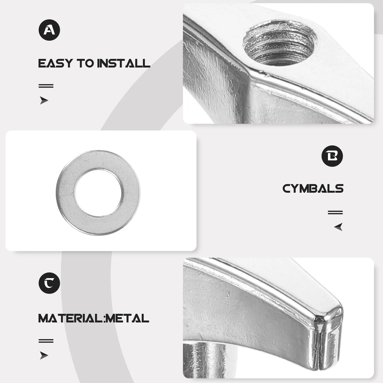 Metal Wing Nut Butterfly Fasteners Set for Drum Hardware, Cymbal Felts & Sleeves – Hand-Tighten Secure Grip