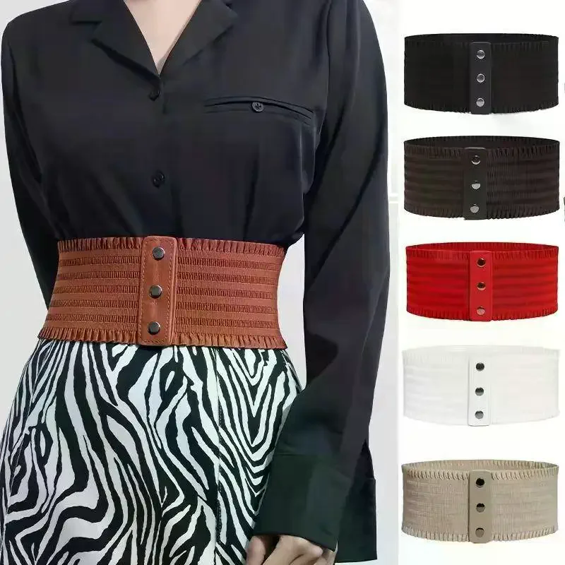 Women's Elastic Wide Waist Belt – Vintage Style Stretchy Cincher for Dresses, Coats & Jeans, Classic Versatile Accessory