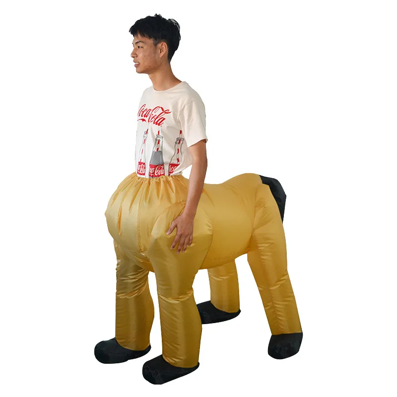 Disfraz de caballo de medio cuerpo para Halloween, ropa hinchada de Centauro negro, vestido inflable, Bola de fiesta, accesorios de Cosplay