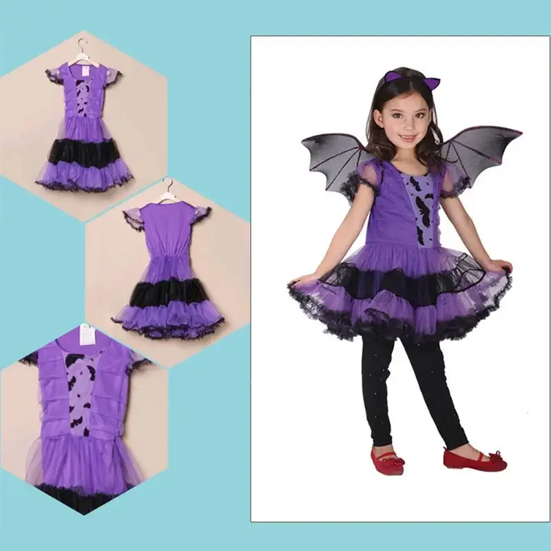 Детский костюм ведьмы на Хэллоуин для девочек, карнавальное платье для косплея с остроконечной шляпой, детская одежда, костюмы на Хэллоуин для младенцев