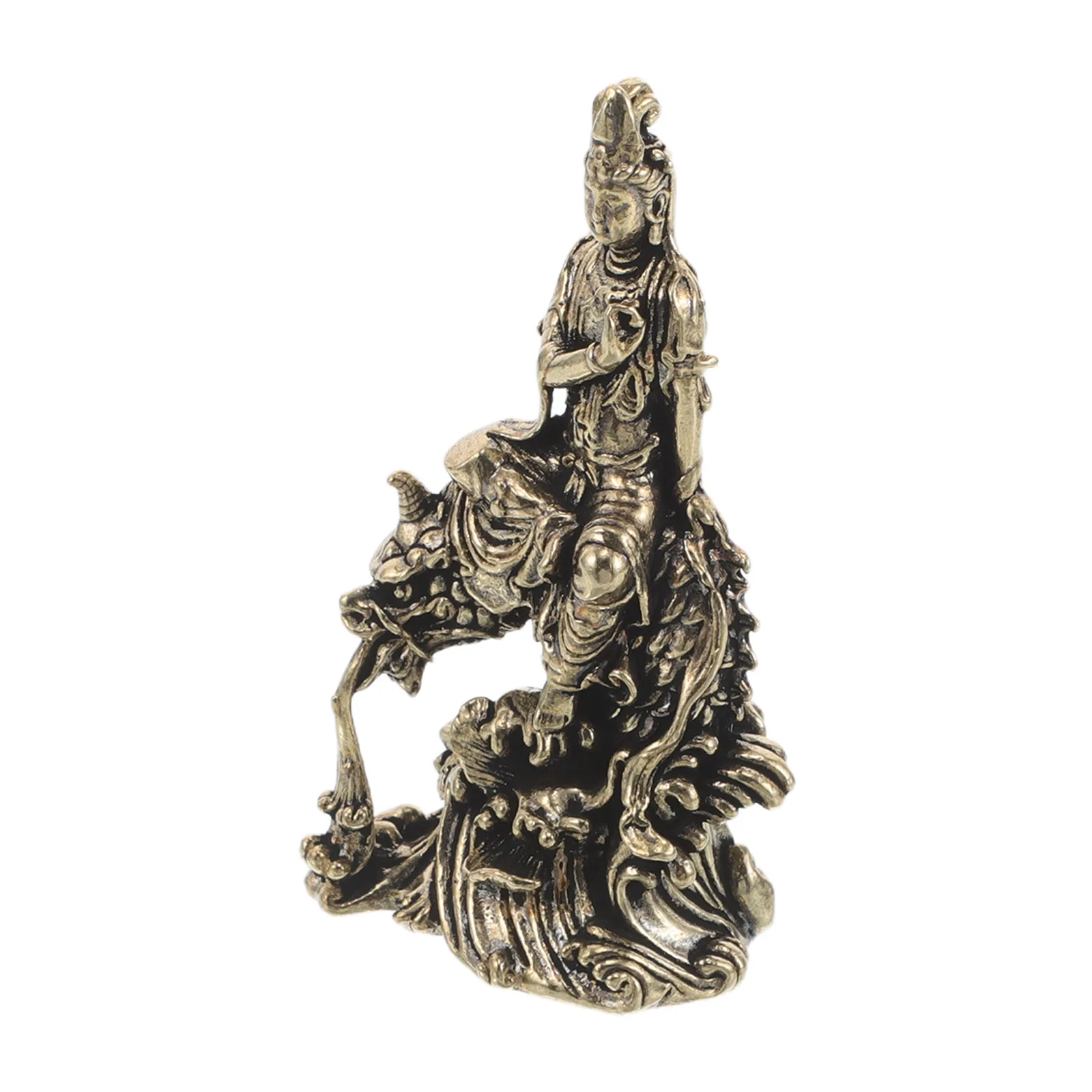 

Timeless Brass Meditating Buddhist Sculpture Guan Yin Design for Home Office Desk Prosperity and Spiritual Balance