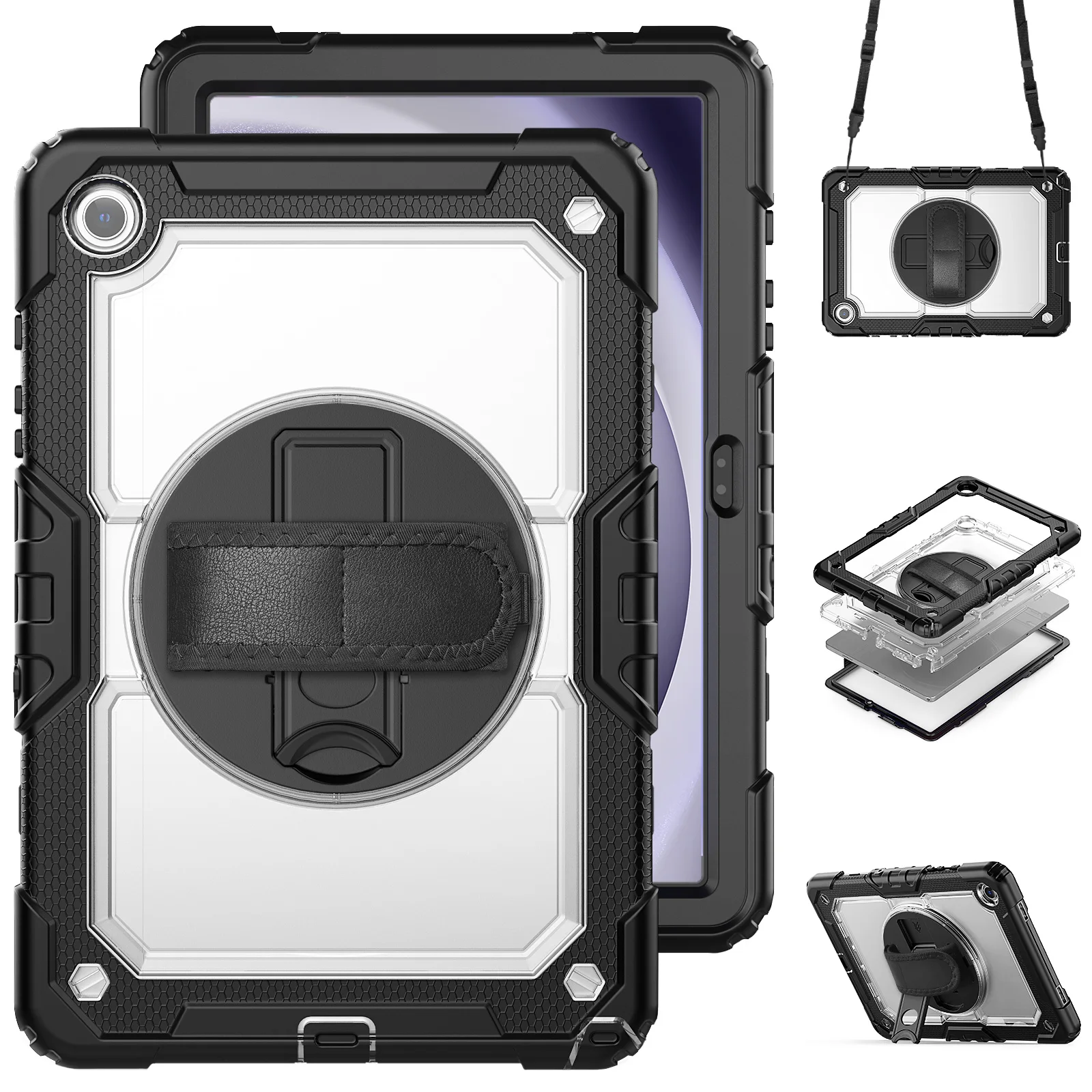 

Transparent protective Shell for Galaxy Tab A9 Plus 11 inch Stand Cover with Strap strap for Samsung Tab A9 Plus 11 inch Case