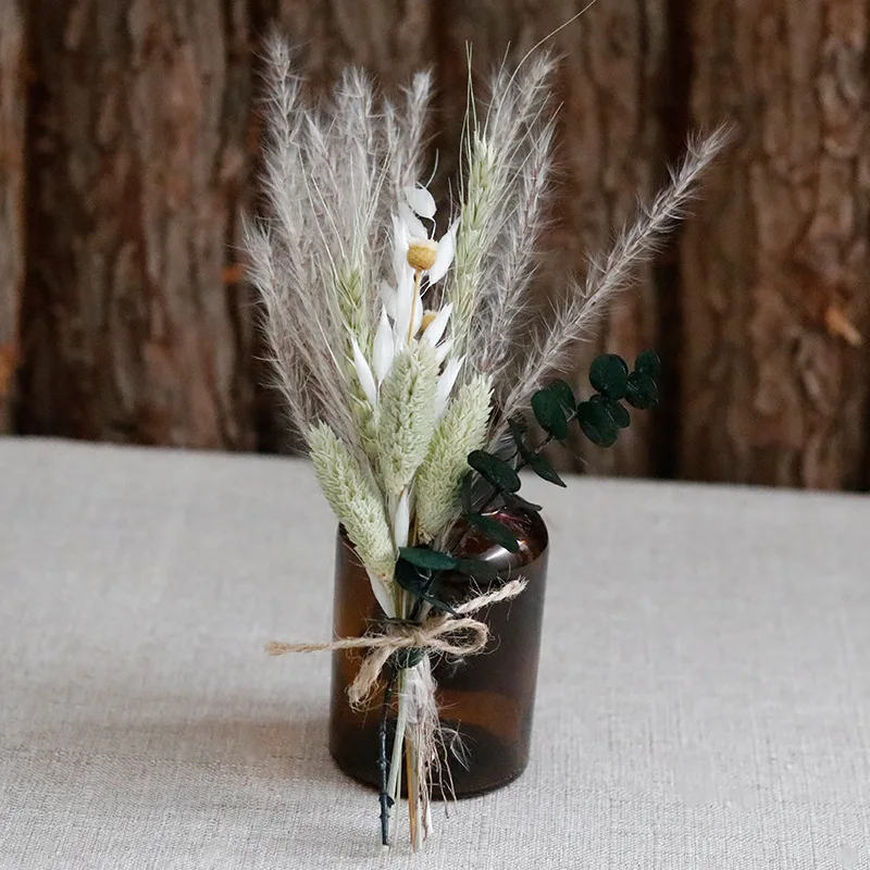 Natural Fresh Mini Rabbit Tail Grass Dry Flowers Dried Flowers Bouquet Dry Flowers for Boho Wedding Party Decoration Small Flora