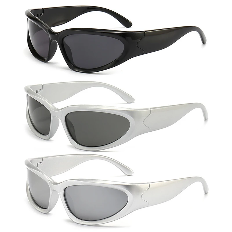 AliExpress Hindfield 2/3pcs Fashionable Men and Women Sunglasses High-end Y2K Square Bicycle Glasses Resistant Sunglasses Outdoor Hiking UV400