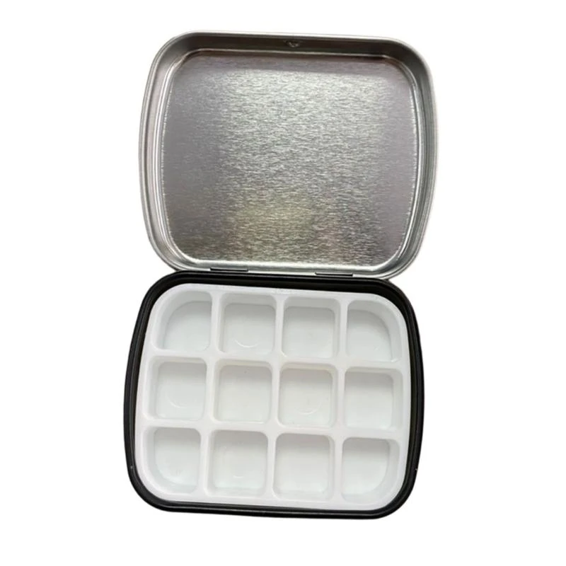 

J0MB Watercolor Paint Case with Leakproof Lid 12 Well Portable Metal Paint Tray