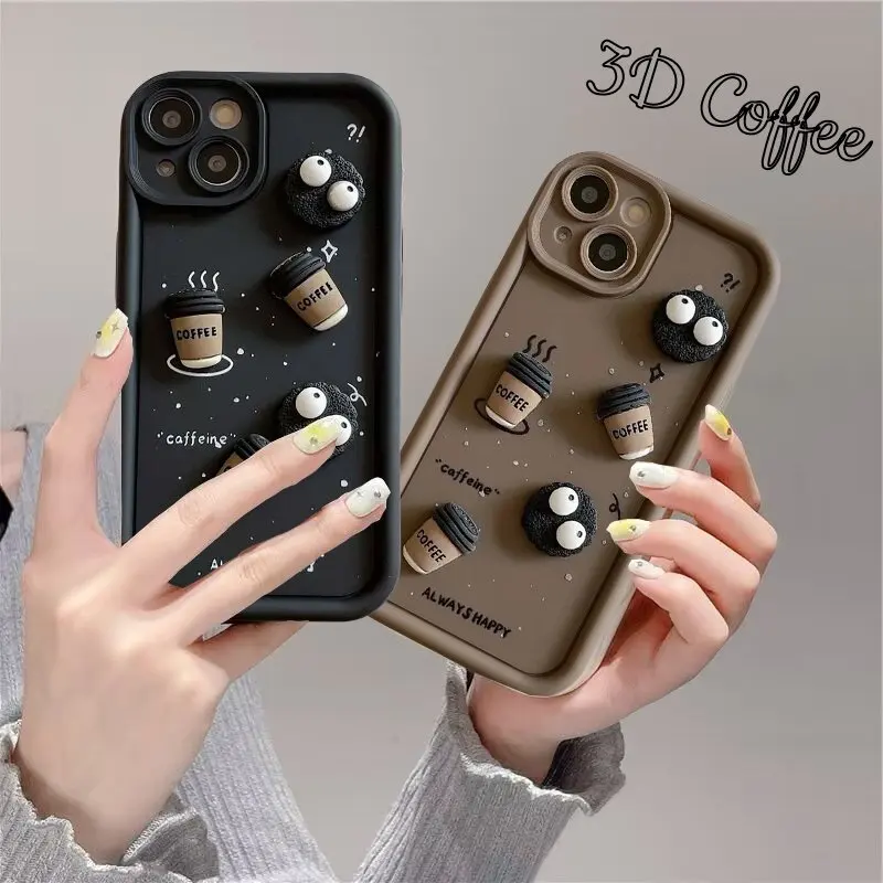 3D DIY Coffee Phone Casing For Google Pixel 8A 7A 9 Pro XL 7 8 PRO 7Pro Pixel7A Case Love Heart Soft Matte Cover