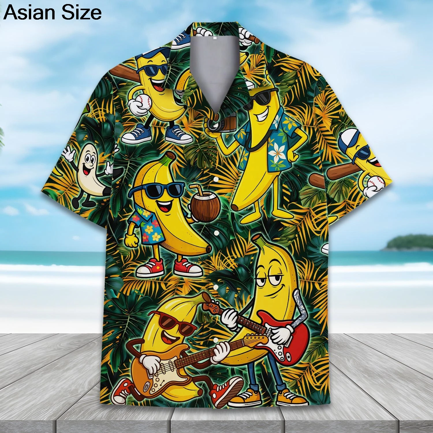

Cartoon Banana Hawaiian Shirt For Men Women Youth Clothes Tropical Banana Button Down Short Sleeve Shirts Fruit Hip Hop Blouses