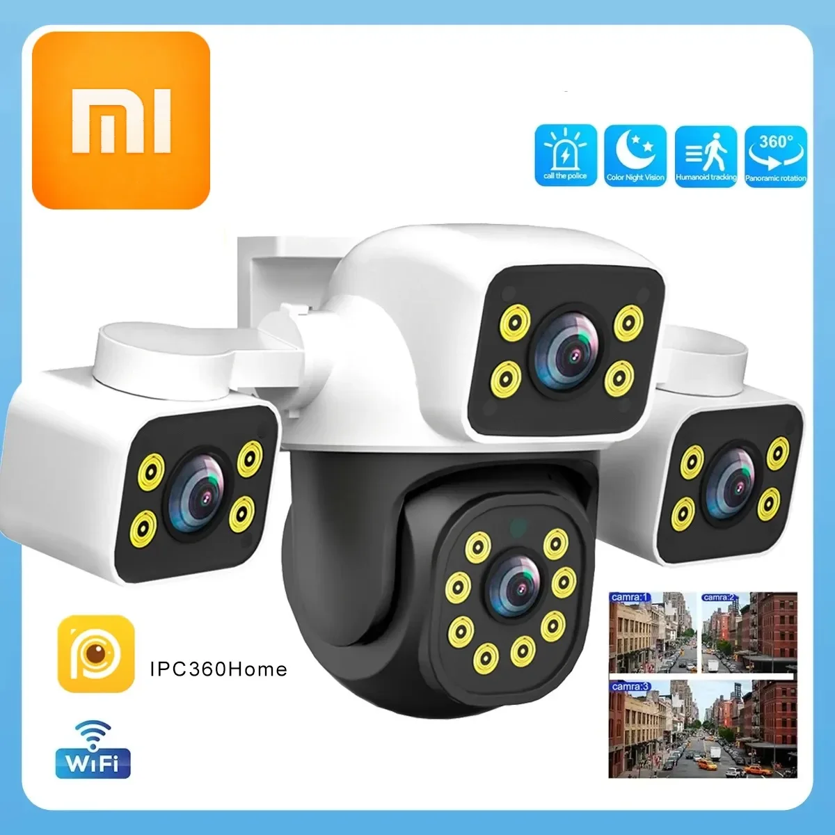 

Xiaomi НОВАЯ Wi-Fi IP-камера 6K UHD Открытый 12MP Трехэкранный три объектива Человеческий тип AI Обнаружение Автоматическое отслеживание Securit IP CCTV