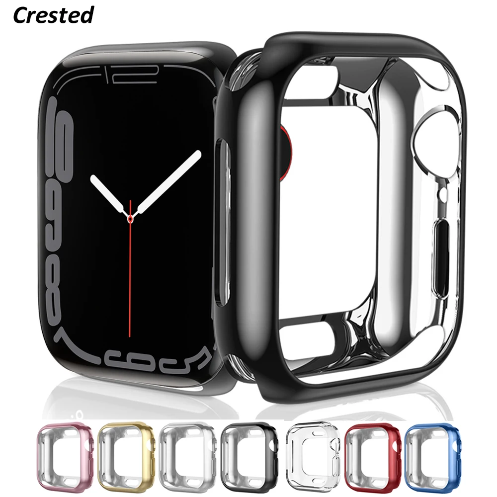 Hülle für Apple Watch Serie 7 45 mm 41 mm 44 mm 40 mm 42 mm 38 mm Zubehör Weich plattierte TPU-Stoßstangenschutzhülle iWatch 3 4 5 6 SE