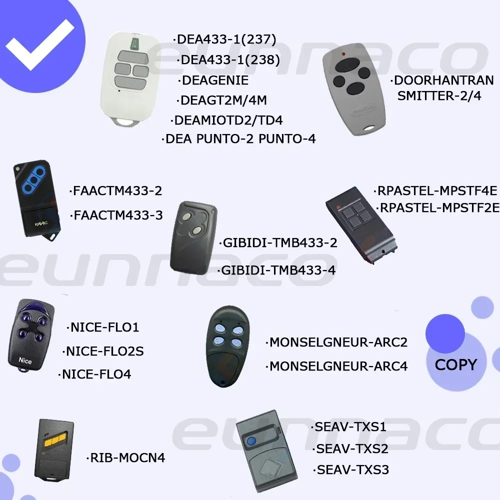 Universal Duplicator copy remote Control Command Clone Self-copying for Automation Gate Garage door RF433.92MHz Fixed Code CAME