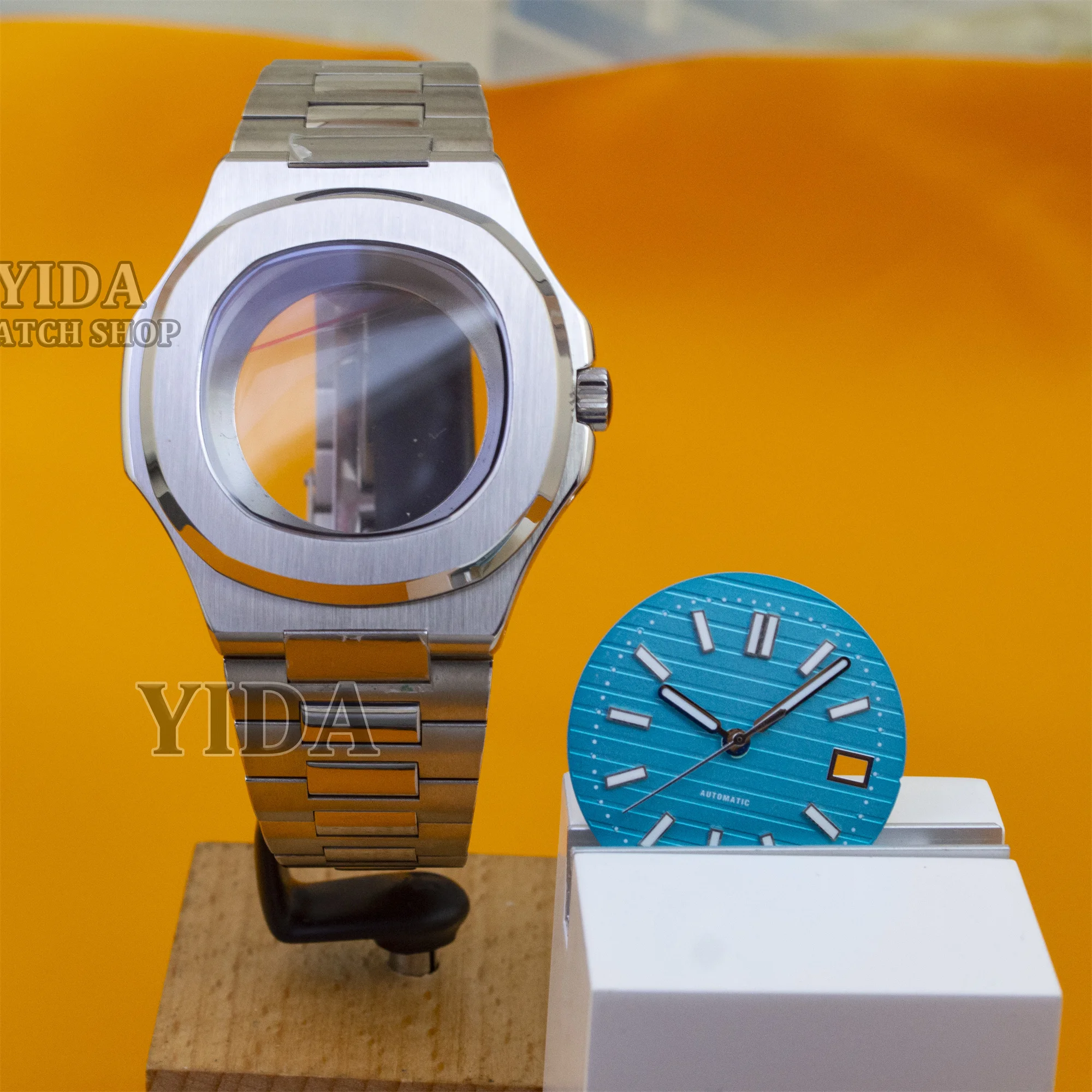 

41MM NH35 Case 316L Stainless Steel Case Strap Luminous 30.5mm Dial Hands For NH35 Automatic Movement Nautilus Replacements Mod