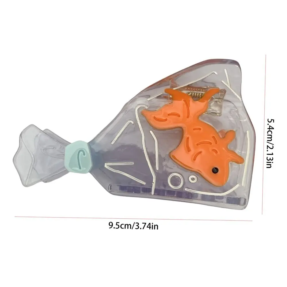 Pinza para el pelo de acetato de pez dorado pequeño de ácido acético divertido, pinza para el pelo con lazo de dibujos animados transparente, tocado, pinza para el pelo grande para niña