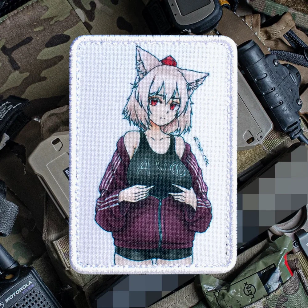 

"AUF" Cat Ears Girl Printed Patch Cute Anime Girls Hook&Loop Patches for Clothing Military Armband Tactical Backpack Stickers