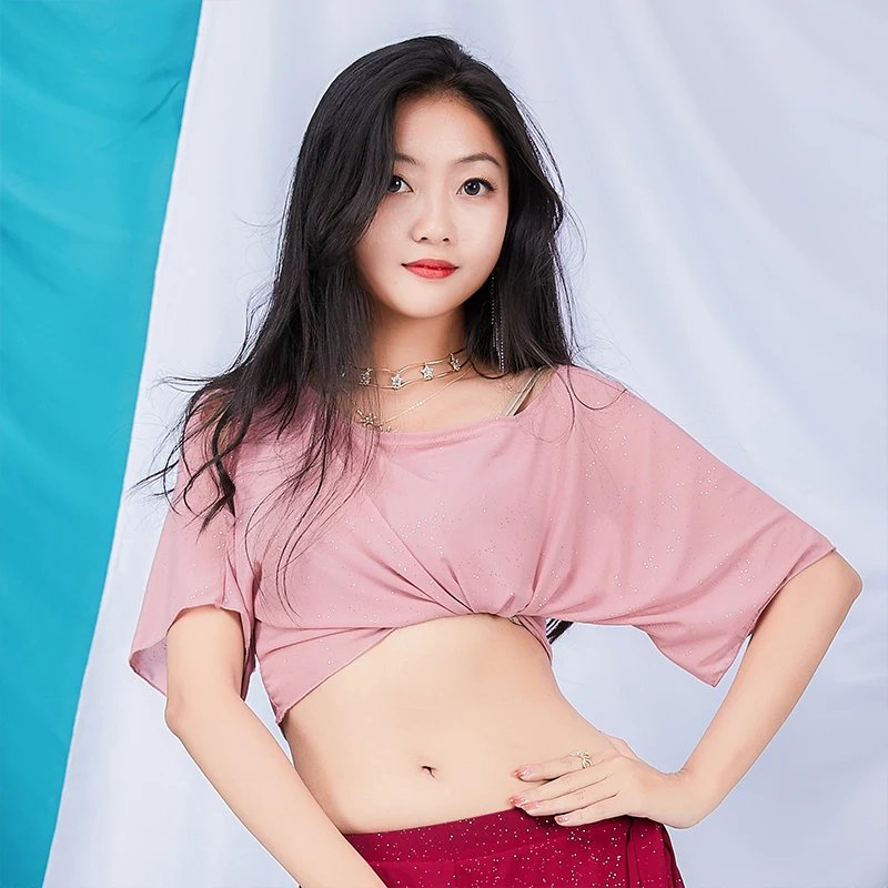 Vêtements d'entraînement de danse du ventre, haut et jupe fendue, ensemble de 2 pièces pour femmes adultes, spectacle sur scène, tenue de danse personnelle Sexy