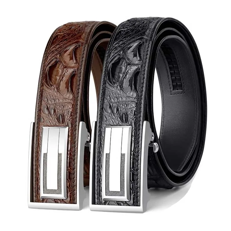 

Men's Genuine Crocodile Skin Waistband - Imported Luxury Automatic Buckle Belt - Premium Business Designer Brand