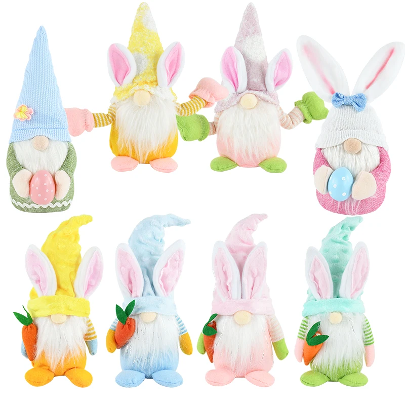 

Easter Faceless Gnome Rabbit Doll Handmade Spring Easter Party Home Table Decoration Kids Gift Favors Bunny Egg Carrot Ornaments