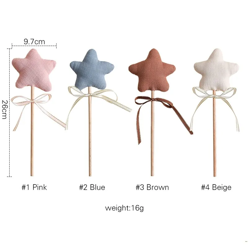 Baby Wooden Star Music Rattle Party Decor Baby Birthday Photography Accessories Cotton Rattle Gift Toys for Babies Music Gym