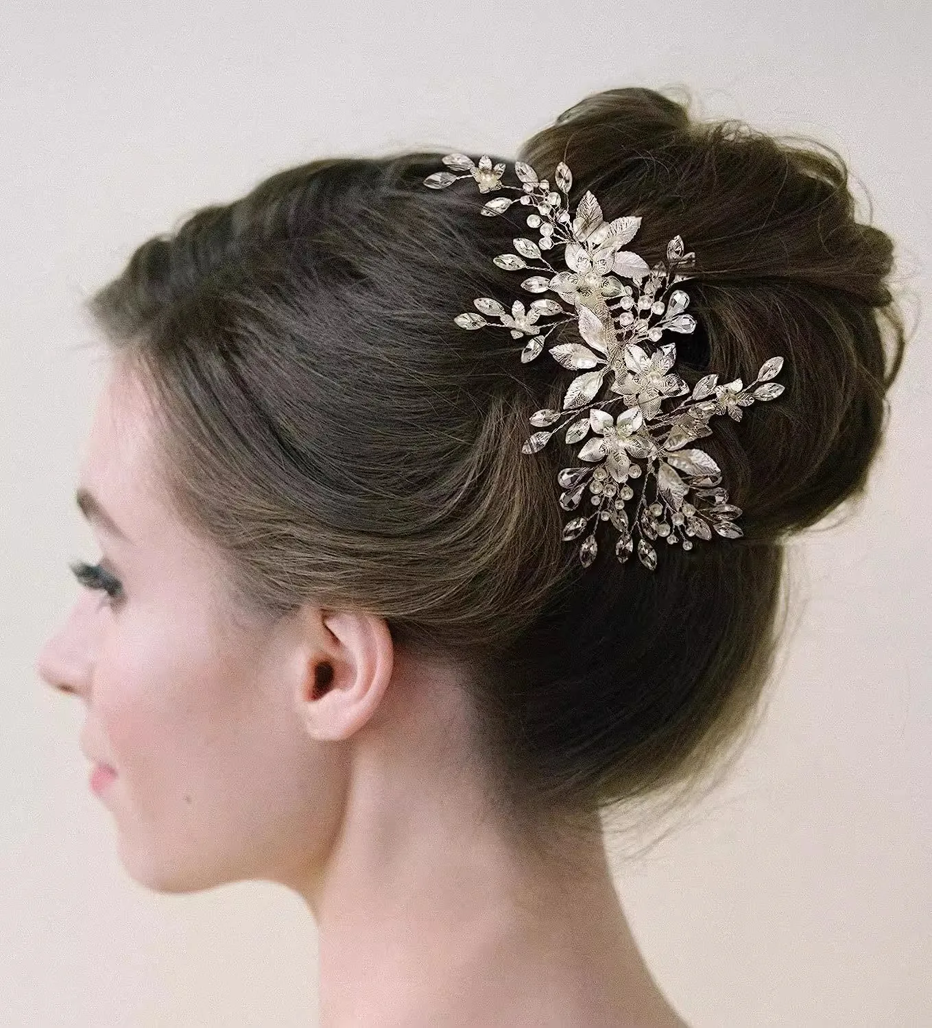 Wedding Floral Hairpin Side Comb Bridal Hair Jewelry Imitation Pearl Hair Clip New Fashion Princess Tiaras Marriage Headpiece