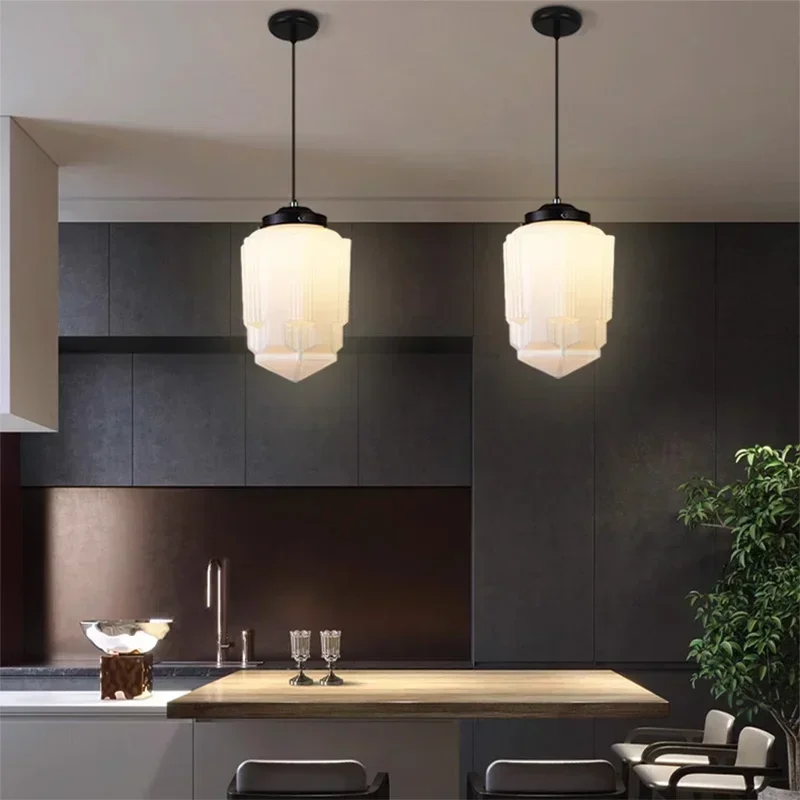 

Modern Minimalist LED Glass Pendant Light Cream Hanging Lamp for Living Room Bedroom Bedside Restaurant Ceiling Fixture