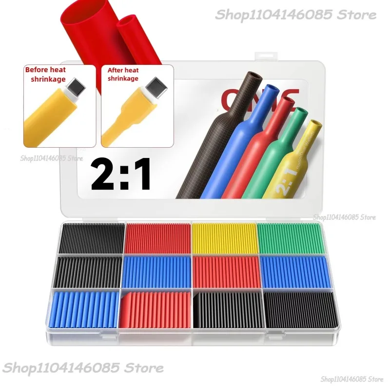 127Pcs Heat Shrink Tube Sleeving Tubing Assortment Kit Electrical Connection Electrical Wire Wrap Cable Waterproof Shrinkage 2:1