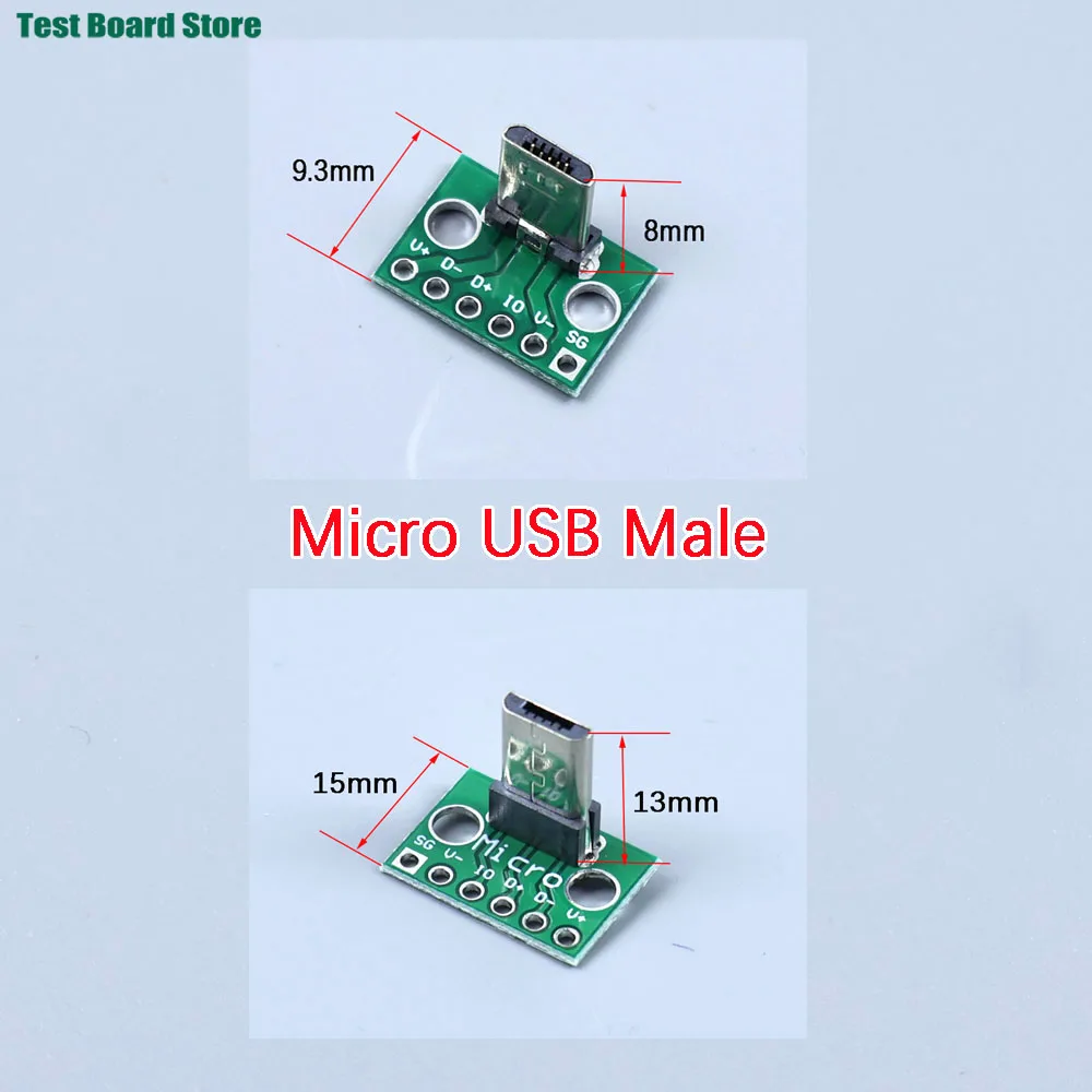 1 قطعة كابل شحن البيانات جاك اختبار المجلس مع رأس الدبوس 90 درجة مايكرو USB صغير نوع C 2Pin USB 3.0 2.0 أنثى ذكر Connecto #3