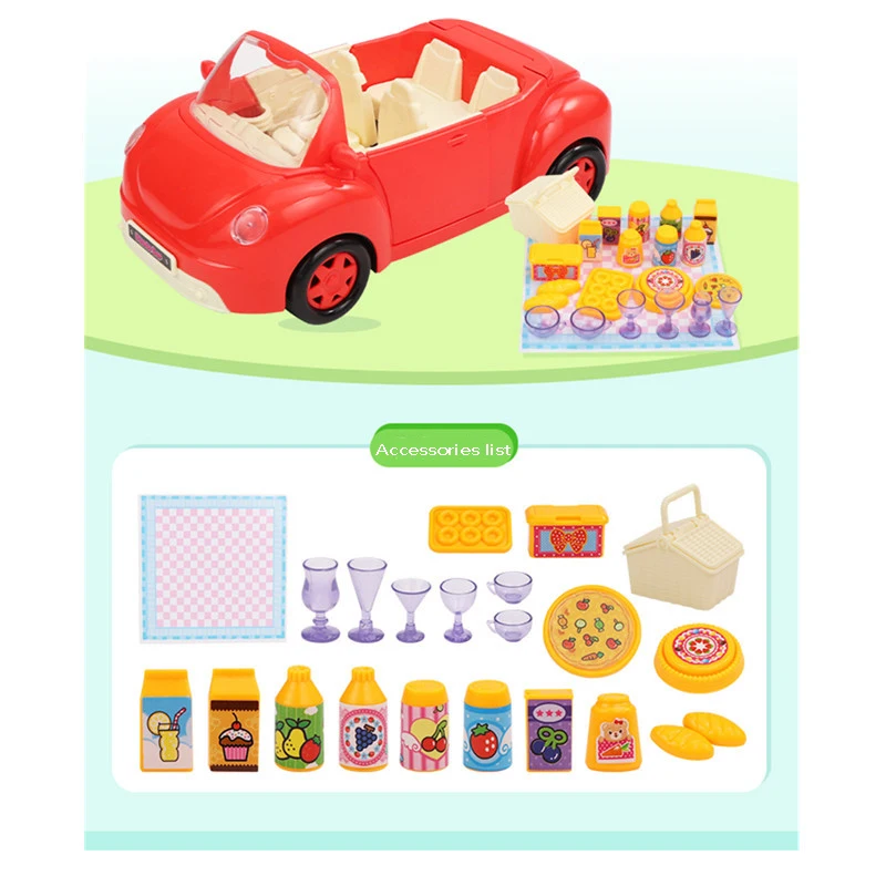 Children's Convertible Picnic Car Toy Game Set Simulation Picnic Camping Car Sets Simulated Picnic Camping Car Set