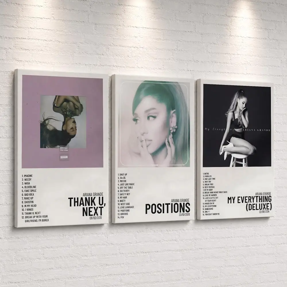 A-Ariana Grande Music Album Framed Wall Painting Ready To Hang Canvas Wall Art Poster For Bedroom Living Room Home Decor Gift