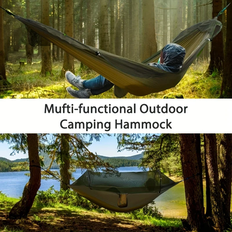 New Outdoor Hammock Double Anti-Tip Automatic Quick-Open Swing Mosquito Net Hammock Outdoor Camping Sunshade
